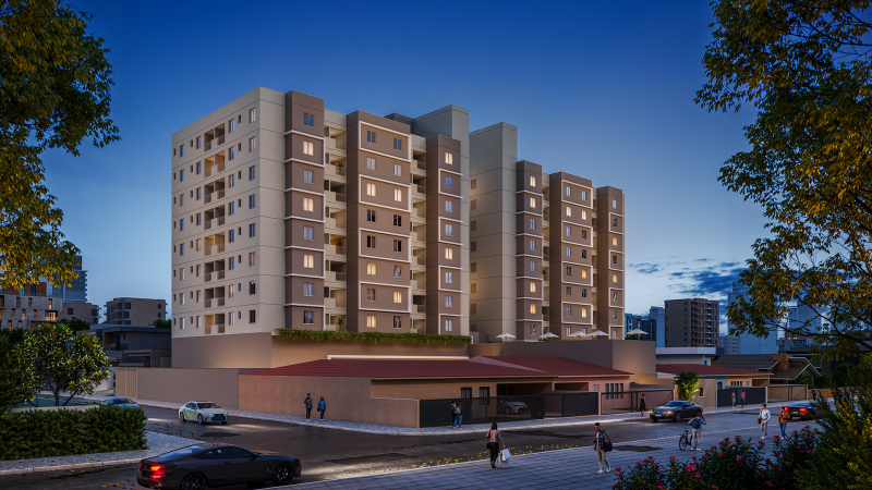 Fachada noturna do Terras Raras